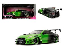 NISSAN GT-R R35 LIBERTY WALK 2.0 RHD GREEN  BLACK 1/18 MODEL BY JADA 35724-7B