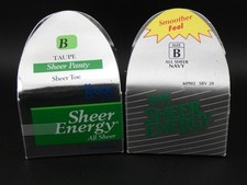 Vintage Leggs Pantyhose Taupe and Navy All Sheer Size B Made in the USA