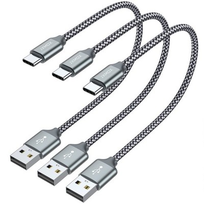 JXMOX Short USB C Cable (1ft 3-Pack), USB A to Type-C Charger Cord 3.1A Fast Cha