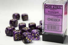 Chessex 27637 Vortex Purple/Gold 16mm d6 Dice Block 12 Dice 