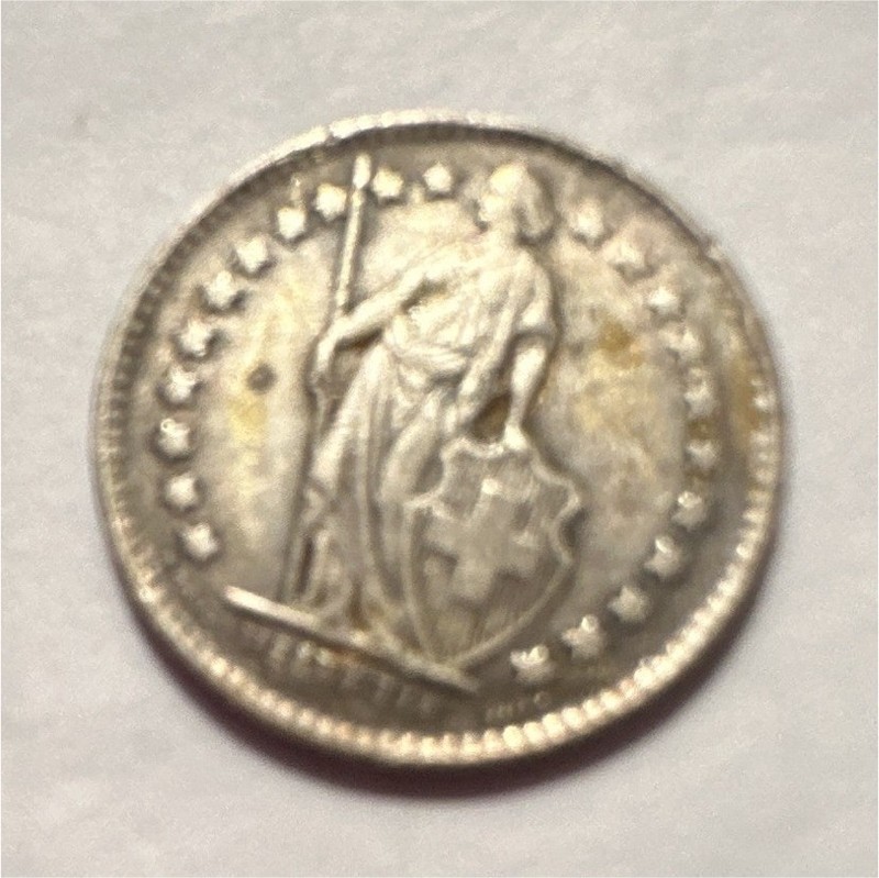 Switzerland 1946 1/2 Franc Silver Coin 0.835 KM#23 Helvetia BN