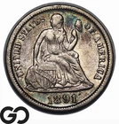 1891-S Seated Liberty Dime, Choice XF++/AU, Better Date