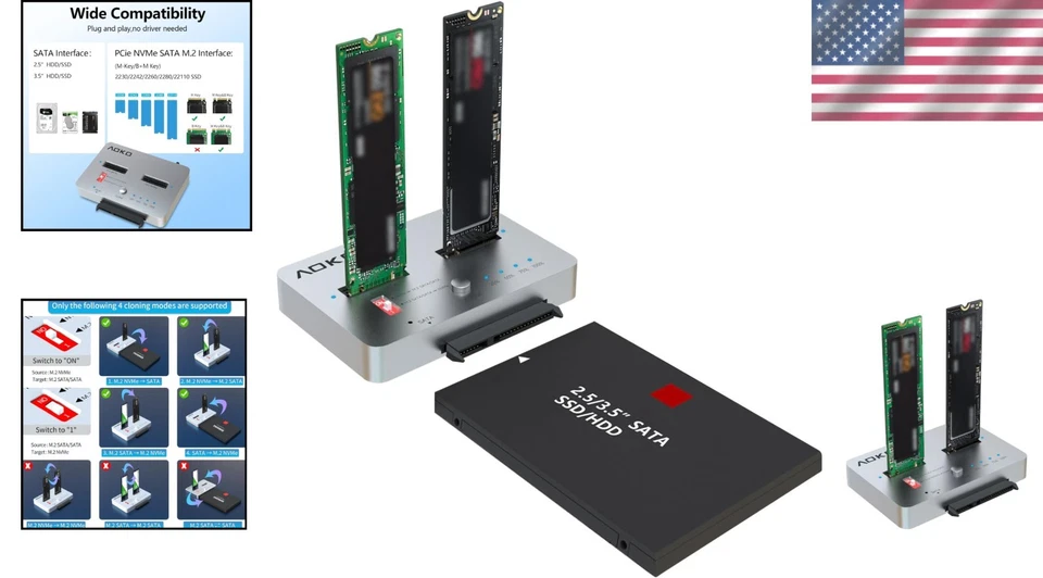 M.2 Duplicator Docking Station: NVMe to SATA Cloner for Efficient Data Transfers - Image 2 of 4