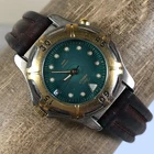 Vintage Timex Indiglo Women Dress Green Dial Leather Quartz 26mm Watch 6 1/2"