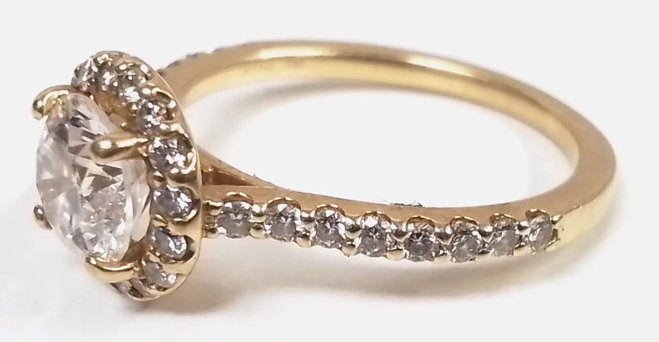 Ritani 18k 黄金 1.5 TCW 实验室种植钻石光环戒指 - 尺寸 6.25 - 3.1 克 — 第 2/4 张图片