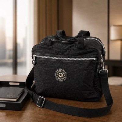 Kipling Black TrAvel Bag Adjustable  Strap Logo Zipper Compartments NO MONKEY 