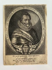 Antique Engraving  Johann T’Serclaes, Count of Tilly General, Thirty Years’ War