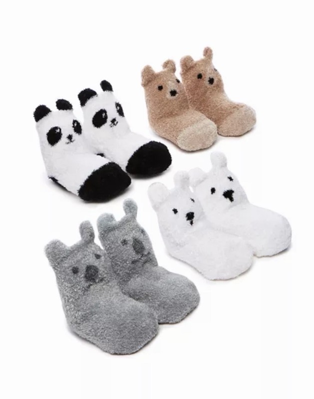 Trumpette Unisex Baby Fuzzy Animal Slipper Socks 4 Pack Panda & Bear