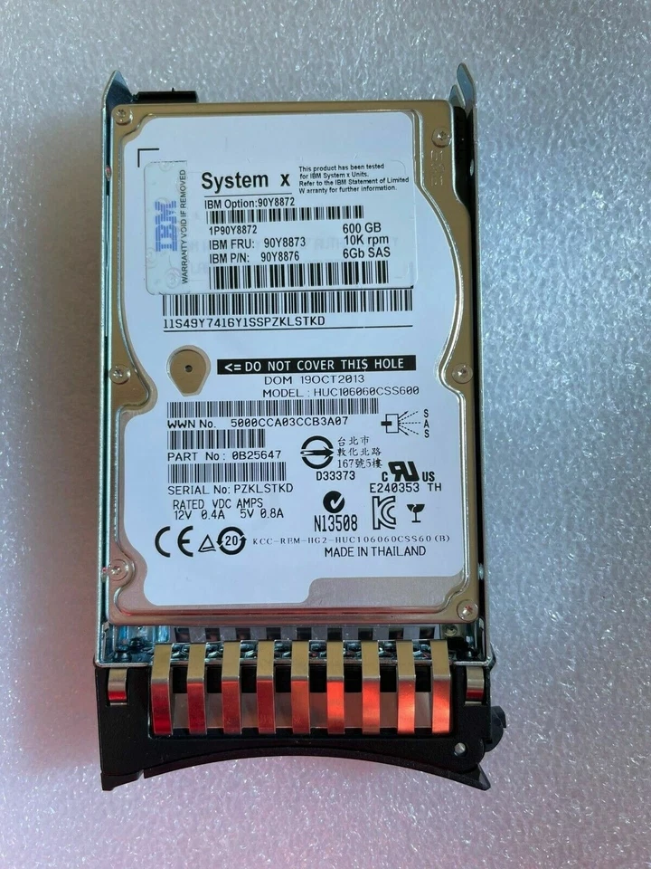 90Y8872 90Y8873 90Y8876 IBM 600GB 10K RPM 6Gb/s 2.5" SAS Hard Drive W/Caddy - Image 2 of 4