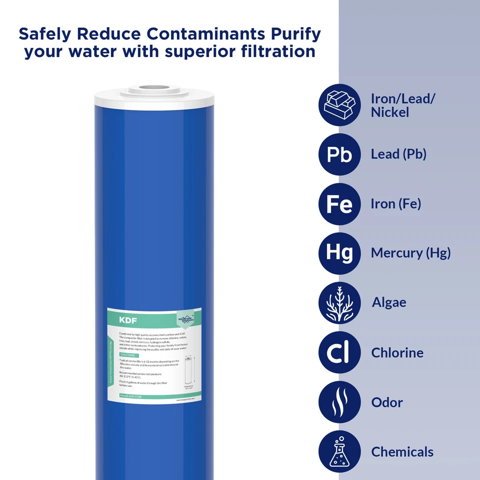 1-6 Pack 20"x4.5" KDF GAC Big Blue Whole House Water Softener Filter Replacement - Image 3 of 4