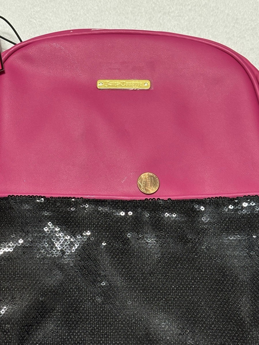 NEW Juicy Couture Hot Pink & Black Faux Leather Backpack 