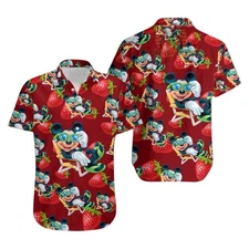 Mickey Mouse Beach Strawberry Maroon Hawaiian Shirt