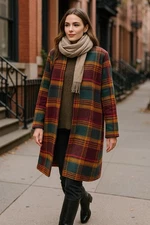 Rachel Zoe Coat Womens L Plaid Multicolor Open Front Fall Jacket Chic Boho