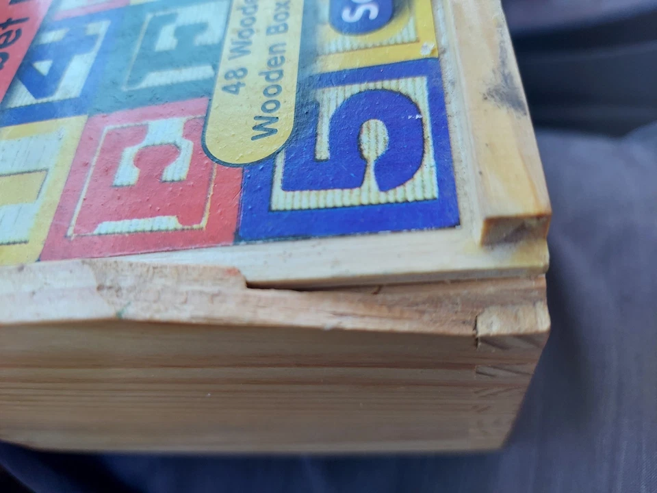 Schylling 48 Wood Blocks Alphabet Wooden Box Letter Number Alpha Play Toy Block - Image 4 of 4