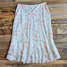 Vintage'90s Lauren Ralph Lauren Silk Sheer Chiffon Layer Floral Midi Skirt Sz.12