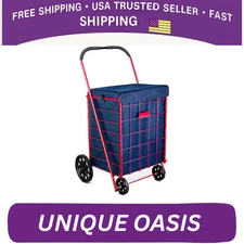 dbest products Cruiser Cart Deluxe 2 Folding Shopping Cart with Swivel Wheels -