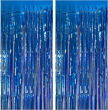 2 Pack Blue streamers fringe foil backdrop ocean Birthday party decor...