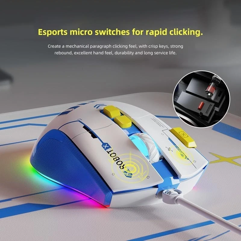 Mecha Style Wired Gaming Mouse,7200 DPI,8 Programmable Buttons,RGB Backlit - Image 4 of 4