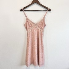Forever 21 Floral Lace Trim Cami Slip Dress Pink Mini S Coquette Feminine