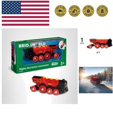 World Mighty Red Action Locomotive - Battery-operated Toy Train for Wooden Tr...