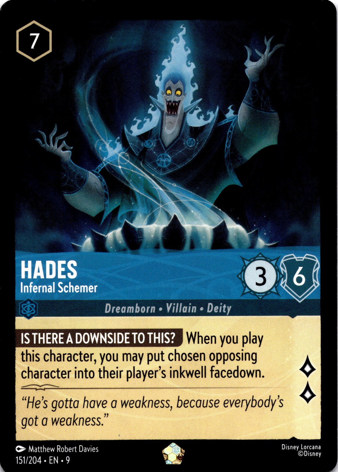 Hades - Infernal Schemer 151/204 [Legendary Normal] Lorcana Fabled NM