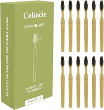 Extra Hard  Firm Bamboo Charcoal Toothbrush Long Head with Wide Thickened...