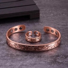Unisex Copper Magnetic Bracelet Ring Jewelry Sets
