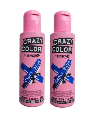 2 x Crazy Color Semi-Permanent Conditioning Haarfarbe Farbe Creme - Capri Blue.