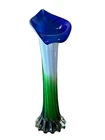 Vintage Murano Glass Jack in the Pulpit Calla Lily 12" Vase Cobalt Blue & Greens