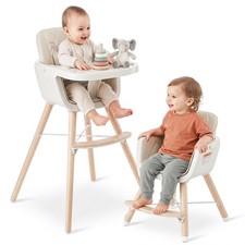 3-in-1 Wooden High Chair, Convertible High Chairs for Babies and Toddlers, Ba...