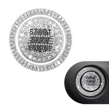 2PCS Bling Rhinestone Car Push Start Button Cover, Exquisite Crystal Double