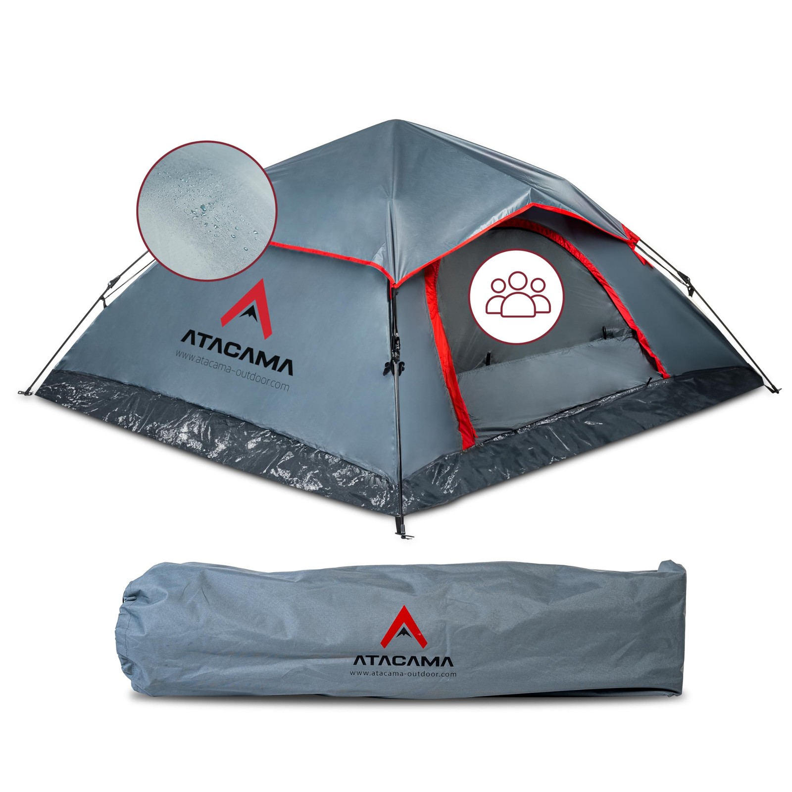 Tente popup 3 pers de camping imperméable, modèle ultra léger et spacieux