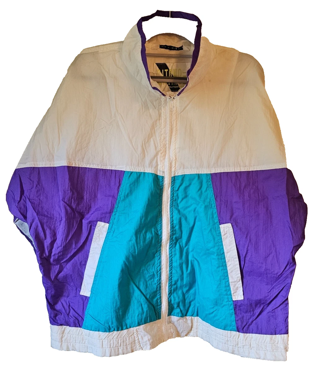 ジャケット・アウター GITANO 90's Enamel rain Jacket Vintage 80s 90s Gitano Colorblock Windbreaker Jacket Full Zip Size