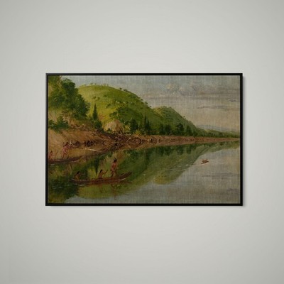 View on the St. Peter's River, Sioux Indians Pursuing a Stag in Their Canoes