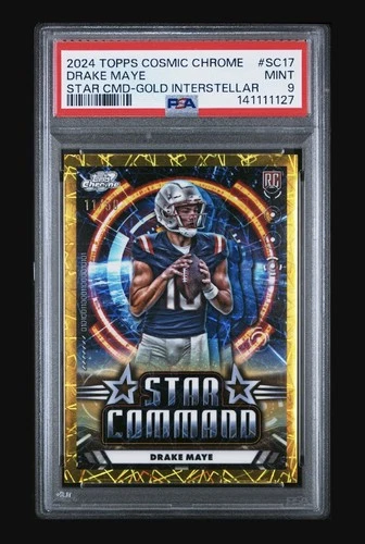 2024 Topps Cosmic Chrome Drake Maye Star Command Gold Interstellar /50 PSA 9 🔥