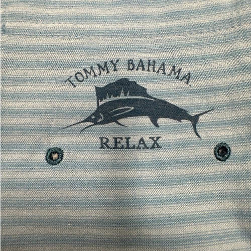 Tommy Bahama Hemd Relax Swordfish blau gestreift Large Baumwolle