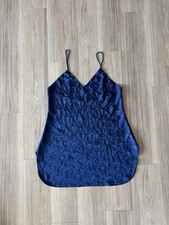 VTG Deena Slip Dress Chemise Blue Satin Paisley Womens M Romantic Coquette USA