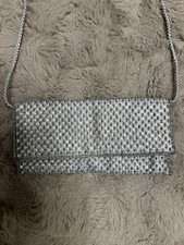 Silver Metal Mesh Evening Clutch Bag