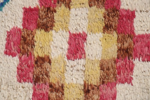 Geometric Moroccan Oriental Area Rug 4x7 Hand-knotted Plush Wool Ivory Carpet - Picture 7 of 12