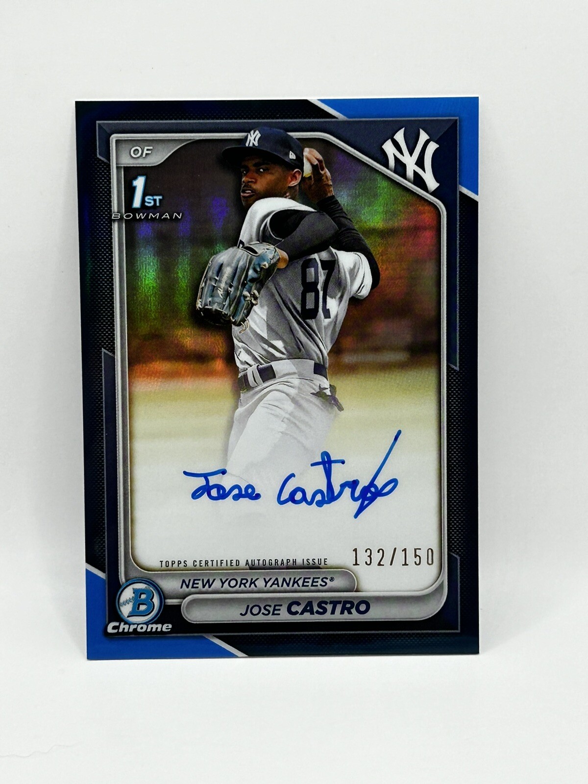 Jose Castro 2024 Bowman Chrome 1st Auto Blue Refractor /150 Yankees