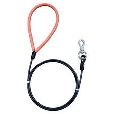 5Ft Heavy Duty Dog Leash Chew Proof Metal Cable with Soft Silicone Grip