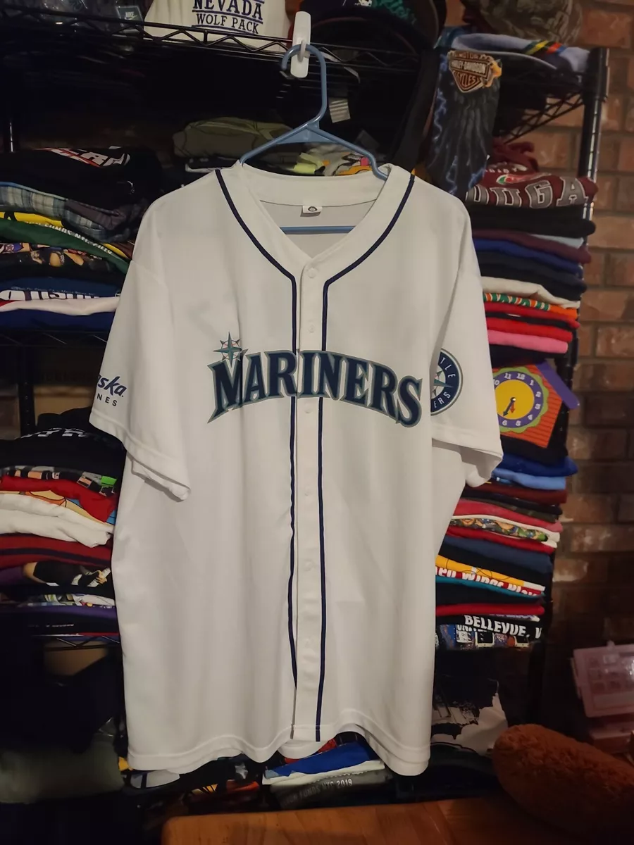 Seattle Mariners Edgar Martinez SGA Adult M Baseball Jersey Alaska Airlines