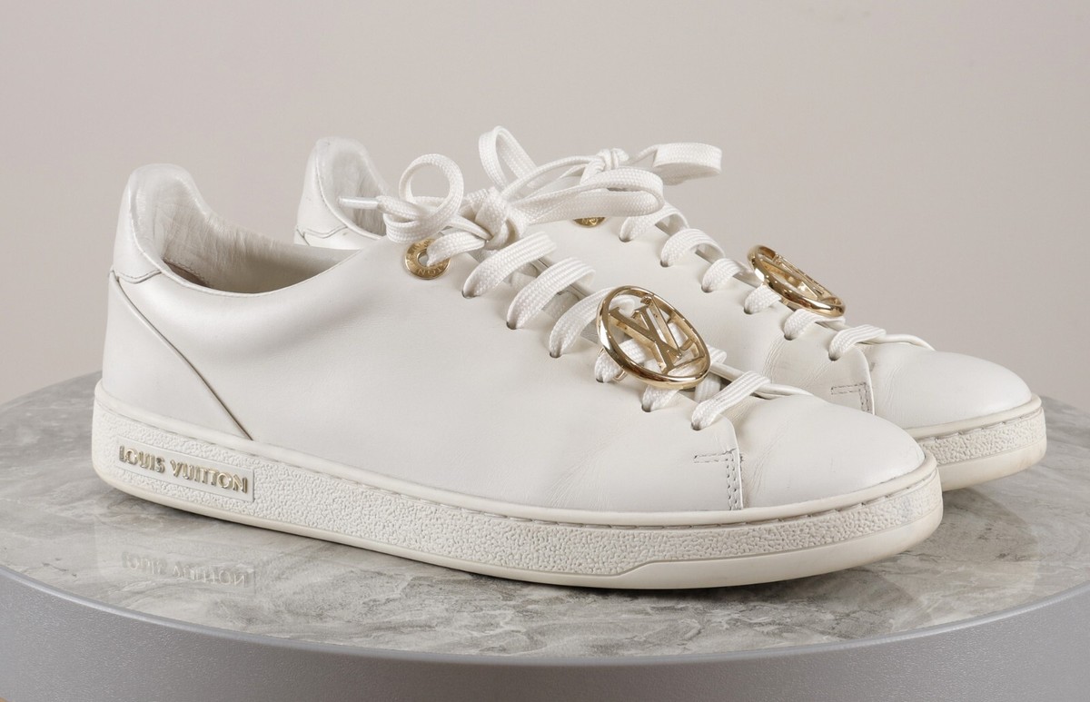 Louis Vuitton Size US6.5 EUR 36.5 23CM Leather White Gold Logo LV