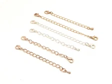 NECKLACE Bracelet Extension Safety Curb Chain EXTENDER Both L Clasp or Tear Drop