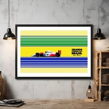 Ayrton Senna Brazilian Victory Poster Interlagos History Art Print F1 Fans Gift