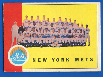 1963 Topps Set Break #473 NY Mets Team Card VG-EX Creased, Well Centered