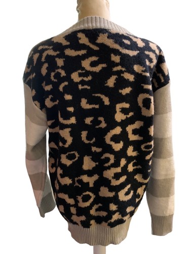 Weißer Birkenpullover Strickpullover Damen S Oversize Leopardenmuster weich warm - Bild 4 von 4