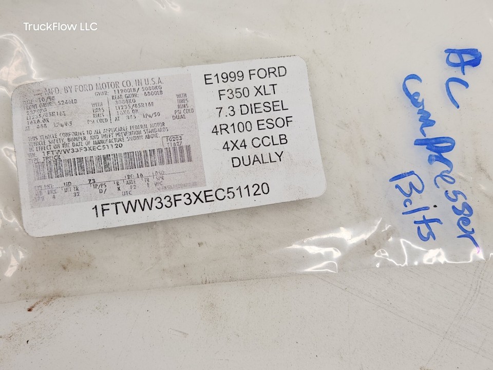 1999-2002 Ford F250 F350 7.3 7.3L Diesel AC A/C Compressor Bolts Bolt ...