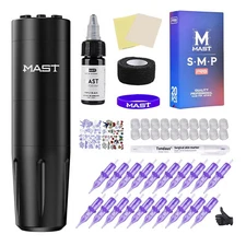Mast Tattoo Wireless Gun Kit Rotary Pen Machine Speed Adjust Frequency Display