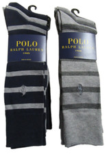 Polo Ralph Lauren Mens Trouser Dress Socks Navy / Grey Striped and Solid 3 pack